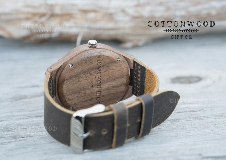 Mens Wooden Watches, Engraved Christmas Gifts For Men Personalized, Groomsman Gift for Him, 5th Anniversary, High School College Graduation image 5