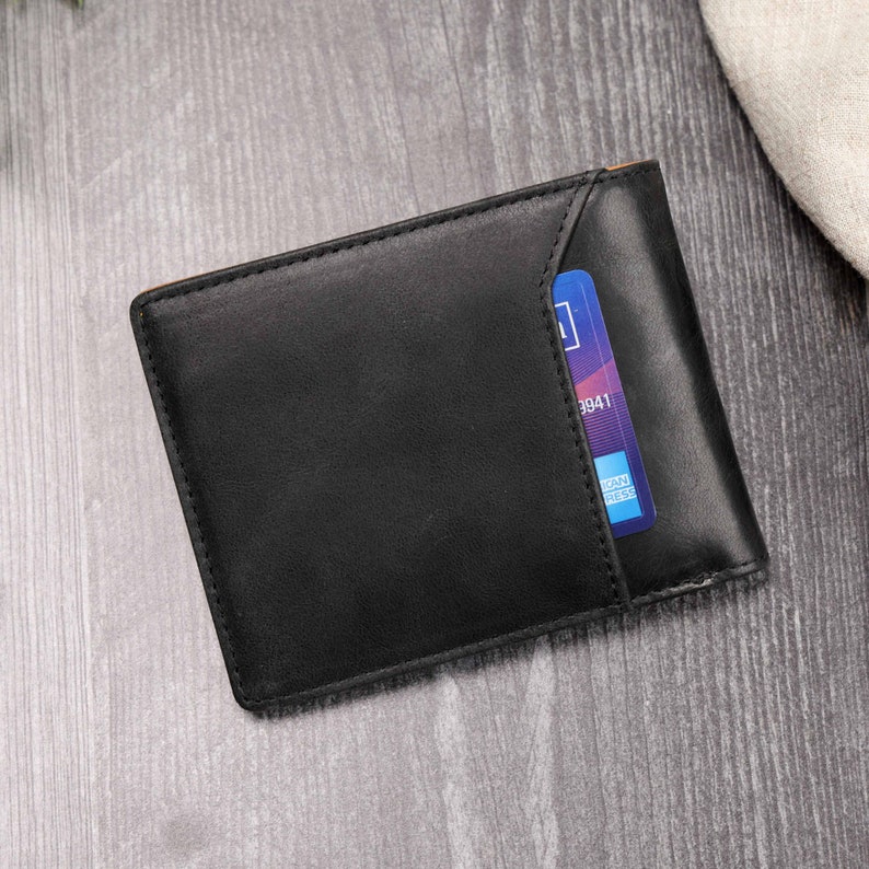Mens Genuine Black Leather Wallet RFID, Anniversary Gifts for Him, Unique Engraved Christmas Gift for Boyfriend, Husband, Brother, Uncle image 7