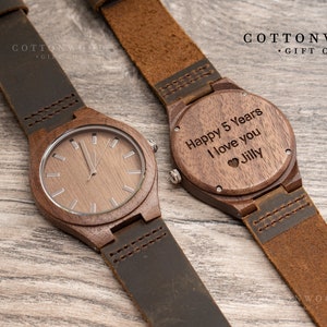 Mens Wooden Watches, Engraved Christmas Gifts For Men Personalized, Groomsman Gift for Him, 5th Anniversary, High School College Graduation image 8