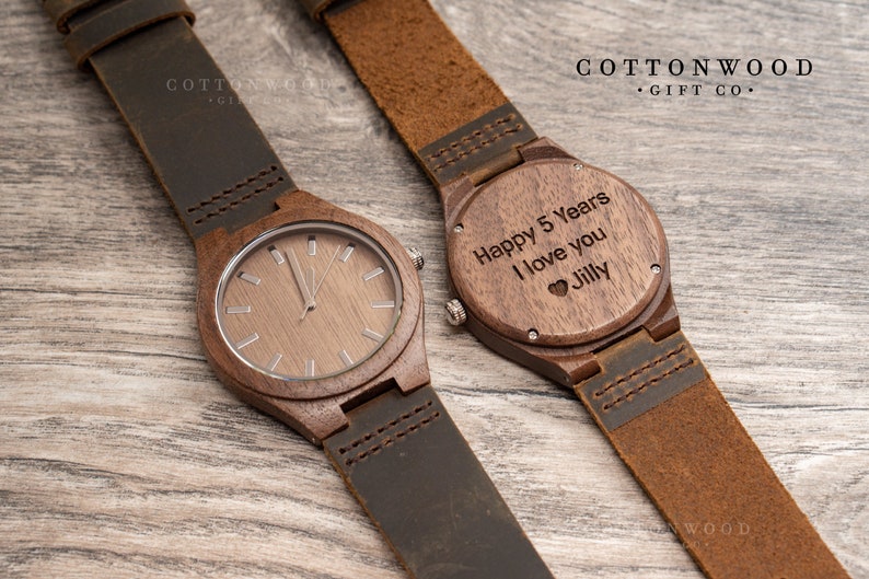 Mens Wooden Watches, Engraved Christmas Gifts For Men Personalized, Groomsman Gift for Him, 5th Anniversary, High School College Graduation image 8