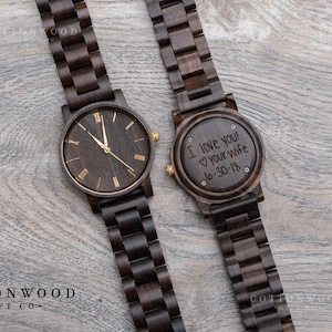 Personalized Wooden Watch for Men: Engraved Gift for Groom, Father of the Bride image 6
