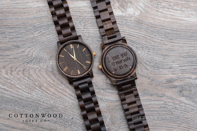 Personalized Wooden Watch for Men: Engraved Gift for Groom, Father of the Bride image 6