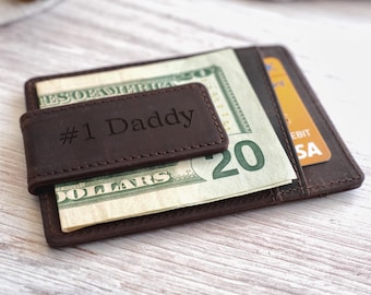 Personalized Leather Money Clip Wallet: Slim Front Pocket Carry, RFID Blocking Design