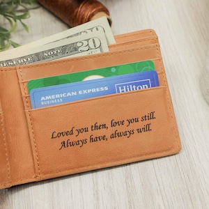 Cartera de cuero para hombre, regalo de aniversario personalizado, regalos del día del padre para él, billetera RFID para hombres, regalo para novio, esposo, papá
