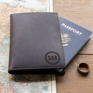 Genuine Leather Passport Cover, Traveler Gift, RFID Passport Holder, Engraved Travel Gift Gifts for Him, Passport Wallet, Passport Case image 7