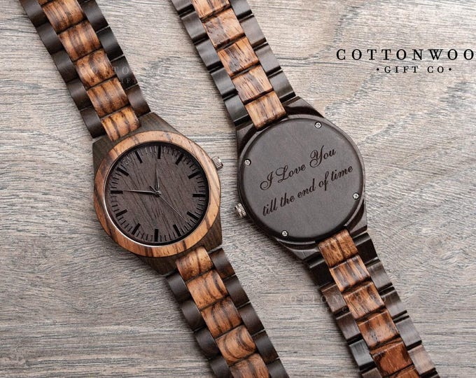 Personalized Wooden Watch for Men, Natural Wood Watch, Engraved Anniversary Anniversary Gift