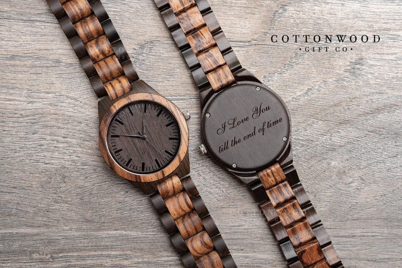Personalized Wooden Watch for Men, Natural Wood Watch, Engraved Anniversary Father's Day Gift image 1