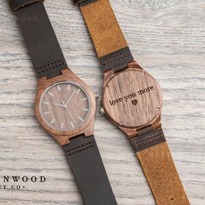 Mens Wooden Watches, Engraved Christmas Gifts For Men Personalized, Groomsman Gift for Him, 5th Anniversary, High School College Graduation image 2