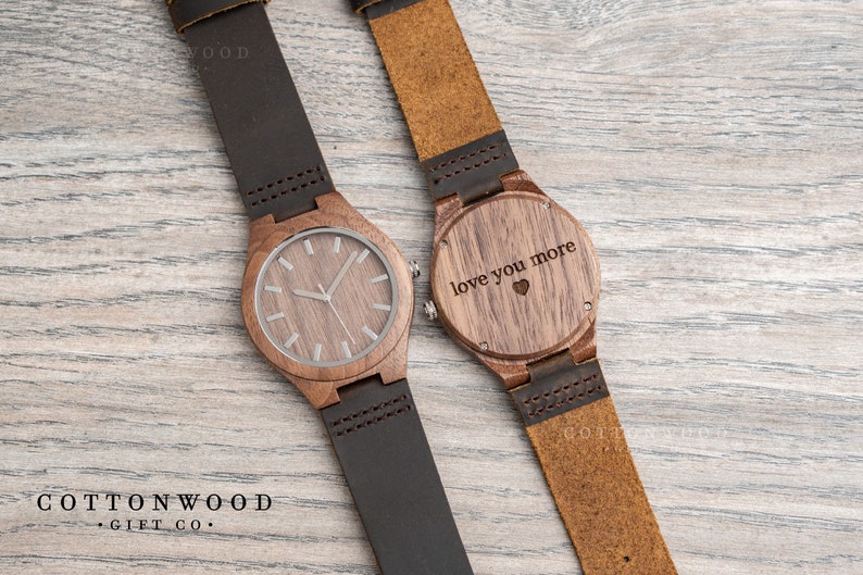 Mens Wooden Watches, Engraved Christmas Gifts For Men Personalized, Groomsman Gift for Him, 5th Anniversary, High School College Graduation image 2