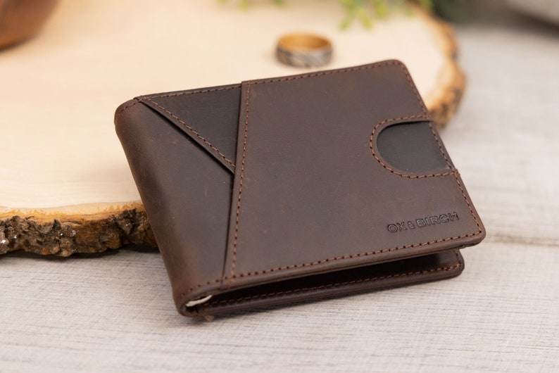 Mens Personalized Slim Leather Wallet, Money Clip, Gifts for Man, Anniversary Gifts for Dad, Money Clip, Husband Gift, RFID Mens Wallet 