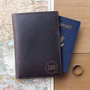 Personalized Leather Passport Cover: RFID Travel Wallet, Engraved Gift