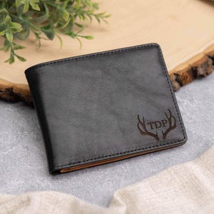 Regalos de caza para hombres • Regalo para amantes de la naturaleza • Carteras de cuero negro para hombres • Regalo personalizado para cazadores • Regalo para hombres al aire libre • Cartera RFID
