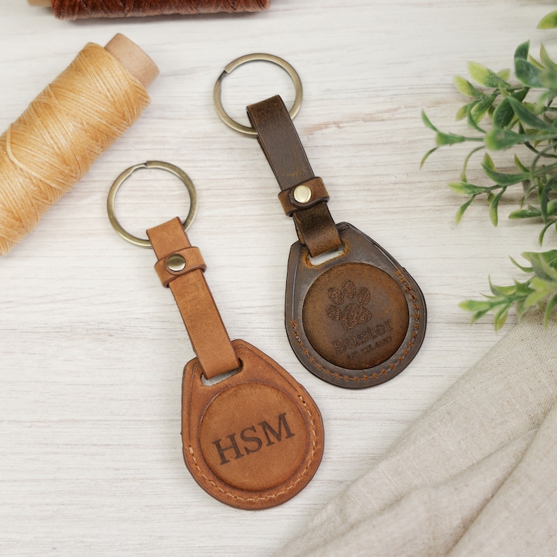 Custom Air Tag Keychain Leather Airtag Holder Engraved Etsy
