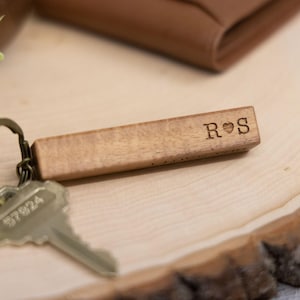 Engraved Wood Bar Key Chain, Personalized Gift for Husband, New Driver Teen Gift, Wood Anniversary Gift, Boyfriend