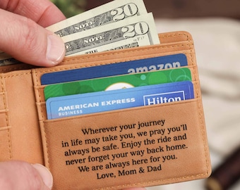 Personalized Mens Leather Bifold Wallet, Father's Day Gift for Him