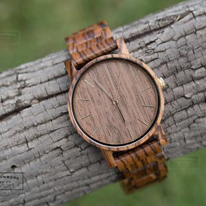 Mens Personalized Christmas Gift, Engraved Wood Watch for Him, Unique Gifts for Husband Boyfriend Dad, Personalized Anniversary Birthday image 3