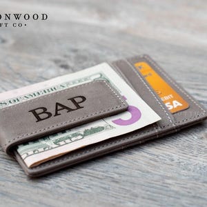 Billetera de cuero genuino con monograma para hombre, tarjetero, regalo para el Día del Padre, regalo personalizado para el esposo.
