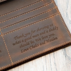 Anniversary Gift from Kids, Mens Leather Wallet RFID, Leather Bifold Long Wallet, Personalized Gifts for Men, Monogrammed Wallet Mens