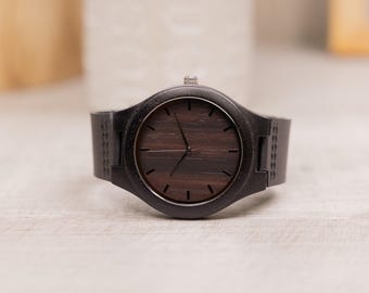 Personalized Engraved Wood Watch, Mens Anniversary Gift