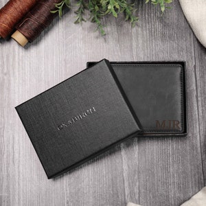 Mens Genuine Black Leather Wallet RFID, Anniversary Gifts for Him, Unique Engraved Christmas Gift for Boyfriend, Husband, Brother, Uncle image 8