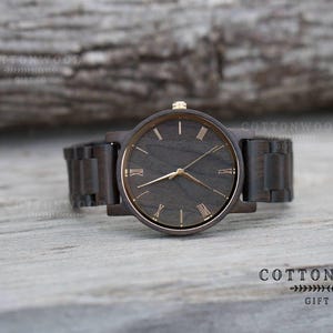 Personalized Wooden Watch for Men: Engraved Gift for Groom, Father of the Bride image 3