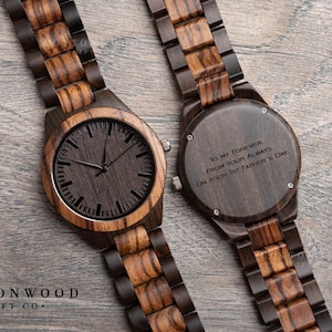 Personalized Wooden Watch for Men, Natural Wood Watch, Engraved Anniversary Father's Day Gift image 9