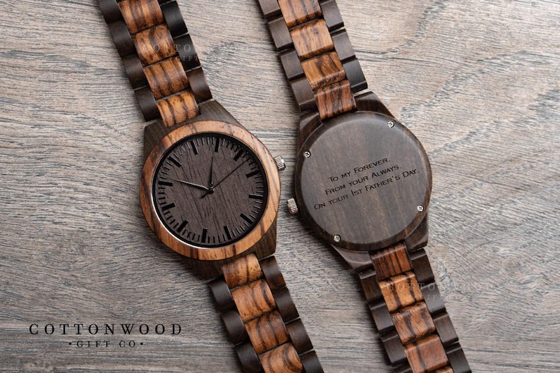 Personalized Wooden Watch for Men, Natural Wood Watch, Engraved Anniversary Father's Day Gift image 9