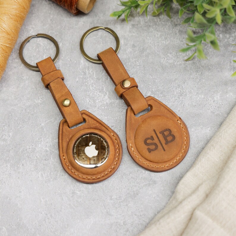 Custom Air Tag Keychain Leather Airtag Holder Engraved Etsy