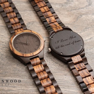 Personalized Wooden Watch for Men, Natural Wood Watch, Engraved Anniversary Father's Day Gift image 3
