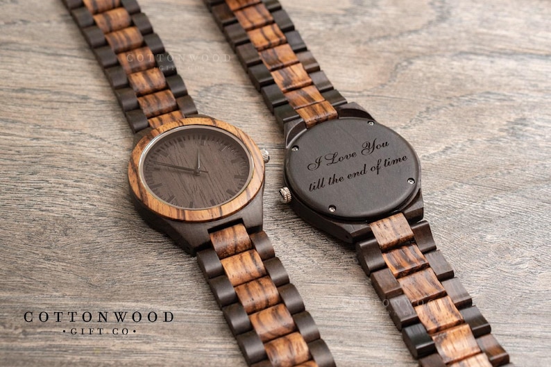 Personalized Wooden Watch for Men, Natural Wood Watch, Engraved Anniversary Father's Day Gift image 3