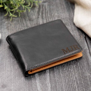 Mens Genuine Black Leather Wallet RFID, Anniversary Gifts for Him, Unique Engraved Christmas Gift for Boyfriend, Husband, Brother, Uncle image 4