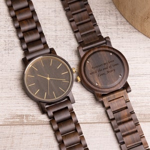 Montre en bois pour homme, montre en bois gravée, montres personnalisées pour lui, cadeau fête des pères pour petit ami papa mari frère, cadeaux pour lui image 6