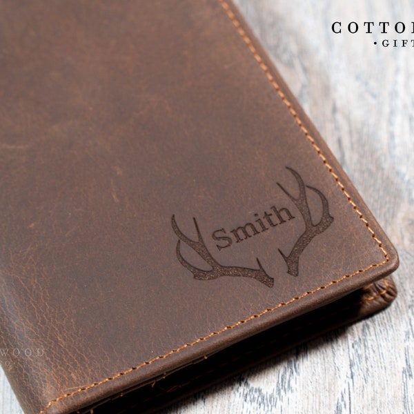 Anniversary Gift for Men, Personalized Long Leather Wallet for Men, Western Cowboy Leather Wallet, Long Bifold, Unique Mens Gift Ideas