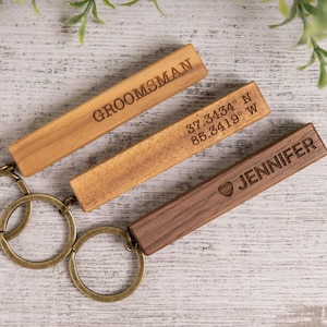 Personalized Wood Keychain, Mother's Day Gifts, New Driver Gift, Wooden Bar Keychain, Wood Anniversary Gift for Him Her, Graduation Gift