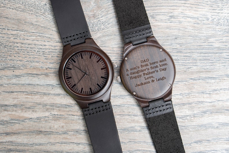 Father's Day Day Gift from Daughter, Personalized Gifts for Dad, Mens Wooden Watch, Mens Gift from Son, Mens Personalized Watches image 5