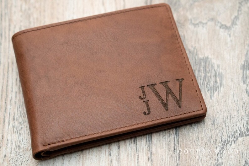 Monogrammed Leather Wallet Mens Personalized Wallet image 0