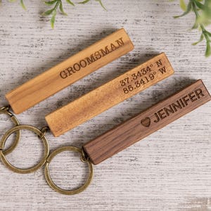 Custom Wood Block Keychain: Personalized Wooden Gift