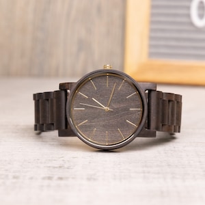 Mens Wooden Watch, Engraved Wood Watch, Personalized Watches for Him, Father's Day Gift for Boyfriend Dad Husband Brother, Gifts for Him image 4