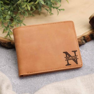 Billetera personalizada para hombres • Regalo del día del padre para él • Billetera de cuero para hombres plegable • Billetera de cuero RFID • Billetera de cuero marrón