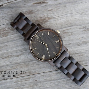 Personalized Wooden Watch for Men: Engraved Gift for Groom, Father of the Bride image 4