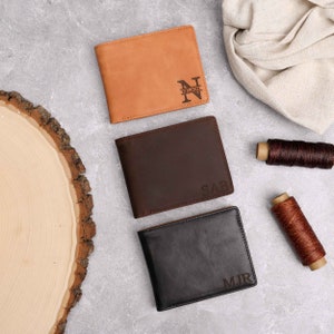 Cadeaux de pêche pour homme Portefeuilles en cuir pour homme Cadeau de Noël personnalisé pour pêcheur Cadeau d'extérieur pour homme Portefeuille RFID en cuir marron image 9