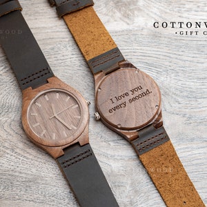 Mens Wooden Watches, Engraved Christmas Gifts For Men Personalized, Groomsman Gift for Him, 5th Anniversary, High School College Graduation image 6