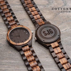 Personalized Wooden Watch for Men, Natural Wood Watch, Engraved Anniversary Father's Day Gift image 5