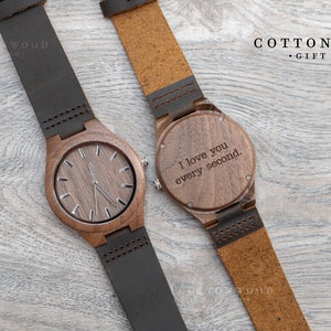Mens Wooden Watches, Engraved Christmas Gifts For Men Personalized, Groomsman Gift for Him, 5th Anniversary, High School College Graduation image 4