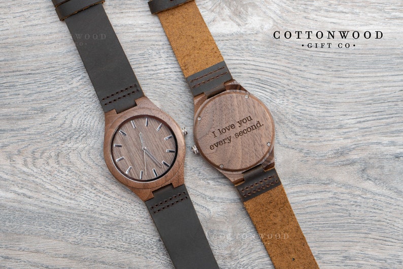 Mens Wooden Watches, Engraved Christmas Gifts For Men Personalized, Groomsman Gift for Him, 5th Anniversary, High School College Graduation image 4