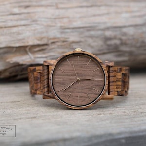 Personalized Father&#39;s Day Gifts for Men, Engraved Mens Wood Watch, Gift for Husband from Wife, Wooden Watch 5th Anniversary Gift