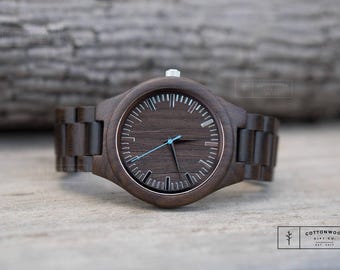 Engraved Wood Watch for Men, Personalized Anniversary Gift