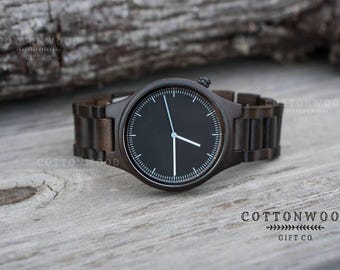 Engraved Wooden Watch Gift for Men, Personalized Anniversary Present for Him