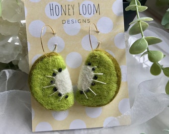 Kiwi Felt Earrings | Honey Loom Designs