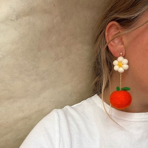 Cutie Orange Earring | Honey Loom Designs | Floral Earring | Spring Earrings | Spring Vibes | Citrus